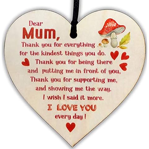 Doublewhale Gifts for Mum,Mothers Day Present for Mum I Love You Everyday Birthday Gifts from Daughter Mothers Day Sign Wooden Hanging Plaque Cover