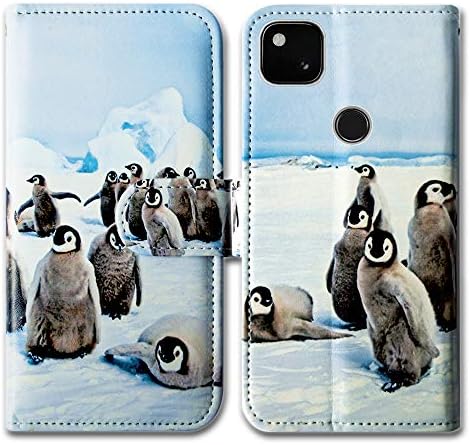 BCOV Google Pixel 4a Case (2020), Cute Playing Penguin Leather Flip Wallet Case Cover with Card Slot Holder Kickstand For Google Pixel 4a Phone
