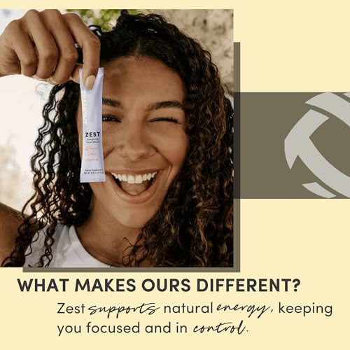 Image of Tranont Zest Energizing Focus Blend | Roasted Peach Lemonade Energy Powder | Gluten-Free, Sugar-Free with Green Tea L-Theanine, Vitamins & Antioxidants for Energy, Focus, and Health | 15 Sticks