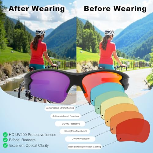 Image of Attractive Bifocal Reading Sunglasses for Women, Durable TR90 Semi Rimless Wrap Around Design Sun Readers, UV400 Near-Far Sun Glass Built in Sports /Driving /Finshing, 3.0x