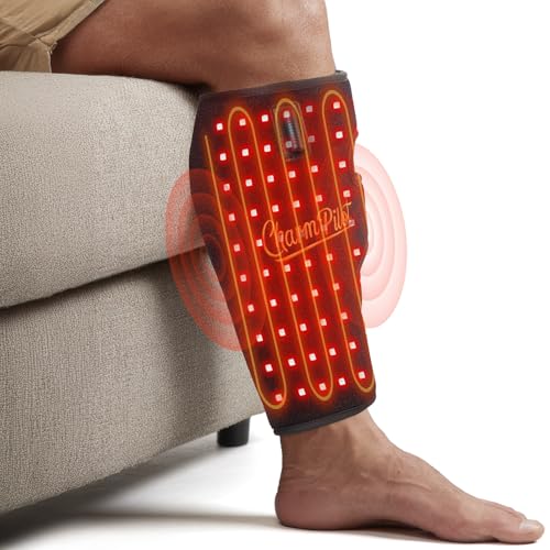 Charmpilot Red Light Therapy Pad for Calf Vibrating Massage Heating for Leg Infrared Light Therapy Wraps Adjustable Power and Modes Perfect for Office Home and Post-Workout Use(Black)
