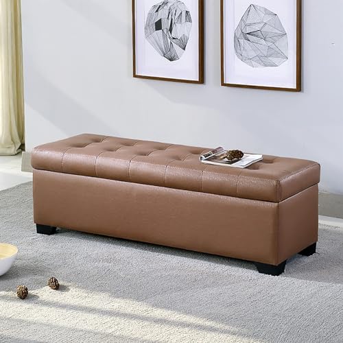 Tabouret à langer rembourré et coffre de rangement en similicuir