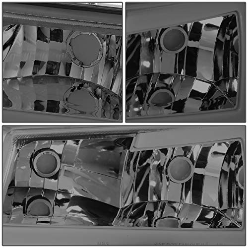 Image of DNA MOTORING HL-LB-CSIL03-SM-CL1 Smoked Lens 3D LED DRL Headlight Bumper Lamp Set Compatible with 03-06 Silverado 1500-3500 / Avalanche 1500 2500