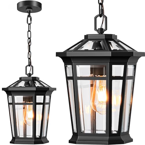Image of VIANIS Large Outdoor Pendant Lights for Porch, Black Hanging Light Fixture