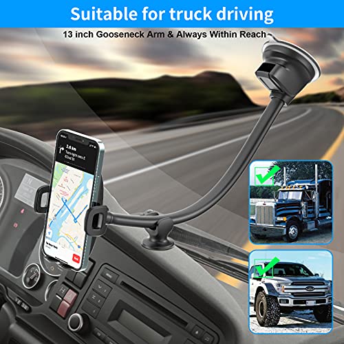 Apps2Car 13'' Gooseneck Car Phone Holder, Industrial-Strength Car Phone Mount Windshield Suction Cup, Holder For Cell Phone In Truck, Long Arm Phone Holder Mount For Truck #TOP2