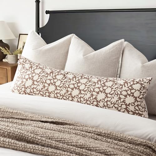 Image of Foindtower Set of 2 Decorative Long Body Lumbar Throw Pillow Covers Accent Farmhouse Cushion Covers Boho Pillowcase for Couch Sofa Bedroom Living Room Home Decor,14x36 Inch,Light Orange Brown