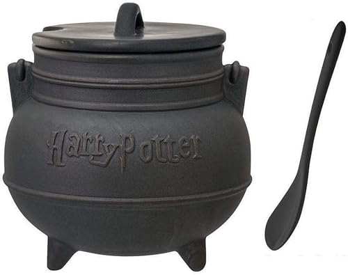 Tazón de cerámica para sopa con forma de caldero negro de Harry Potter con cuchara