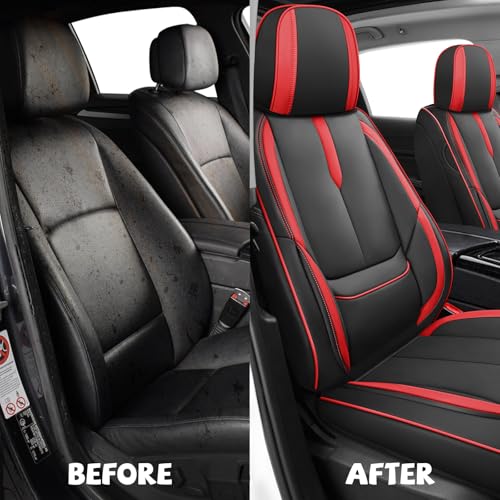 Image of ILMO Seat Covers for Chevy Silverado 1500 2007-2026 (Black&Red,Front Set)