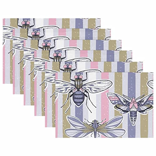 Sets de table à rayures d'insectes lavables pour protéger votre bois - 6