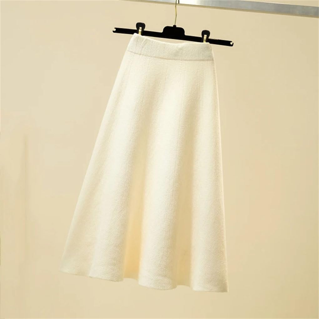 Falda midi de punto para mujer, cintura alta, plisada, delgada, acampanada, casual, parte inferior sólida
