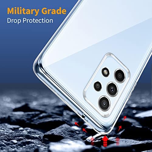 Qasyfanc Case Compatible with Samsung Galaxy A23 5G with Camera Protection and 2 Screen Protector, TPU Silicone Crystal Clear Soft Cover Flexible Transparent Shockproof Cover
