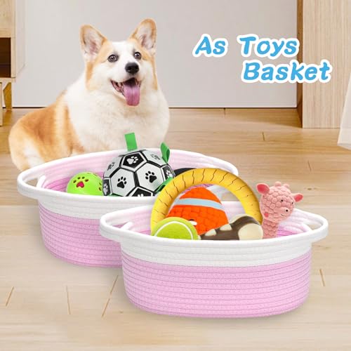 Image of Empty Gift Basket with Gift Bag & Ribbon, Woven Rope Basket, 12x8x5