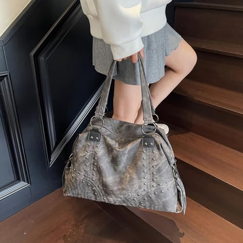 Bolso tote tachonado de cuero sintético para mujer miniatura 3