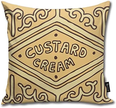 QMS CONTRACTING LIMITED Throw Pillow Cover 18 x 18 Inch 45 x 45 Cm Square Custard Cream British Biscuit Pillow Cover for Sofa Bedroom Car Decor