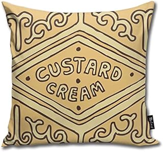 QMS CONTRACTING LIMITED Throw Pillow Cover 18 x 18 Inch 45 x 45 Cm Square Custard Cream British Biscuit Pillow Cover for Sofa Bedroom Car Decor