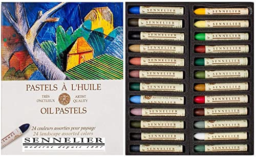 Sennelier Pastels Oil 24 Colors Landscape ?Made in France und 1 Postkarten Cover