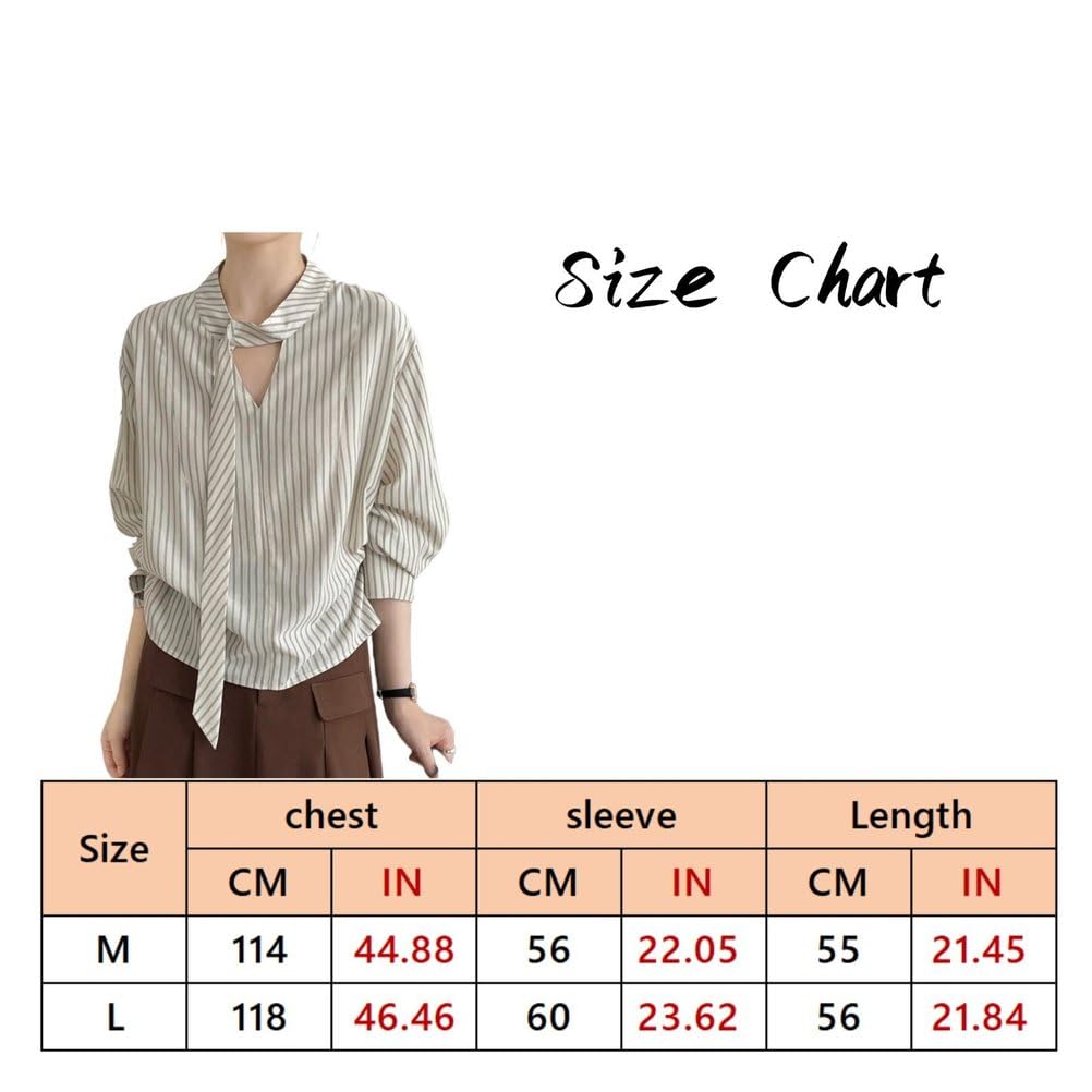 Blouses Élégantes Pour Femmes À Col Ruban Manches Longues Ajourées Fluides Rayées Pour Le Travail En Automne