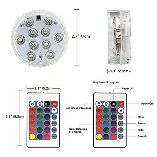 OYJJ Luz Subaquática, Lâmpada de Piscina com Controle Remoto, Luz RGB Multicolorida para Lago, luz s