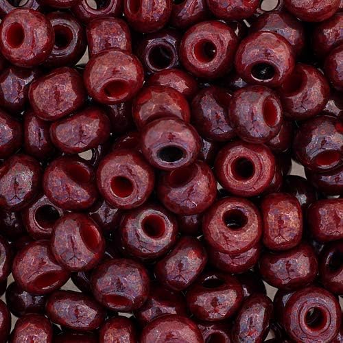 John Bead 500g 1/0 Czech Glass Seed Beads (6.6mm Diameter) Rocaille Opaque Red Luster DIY Jewelry Making Beads by Preciosa (Jablonex)