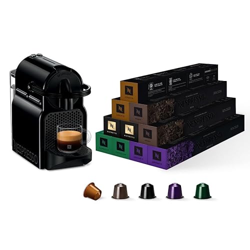 Nespresso Machine à café Inissia noir Delonghi Original - Bundle Top Sélection Ispirazione 100 Capsules