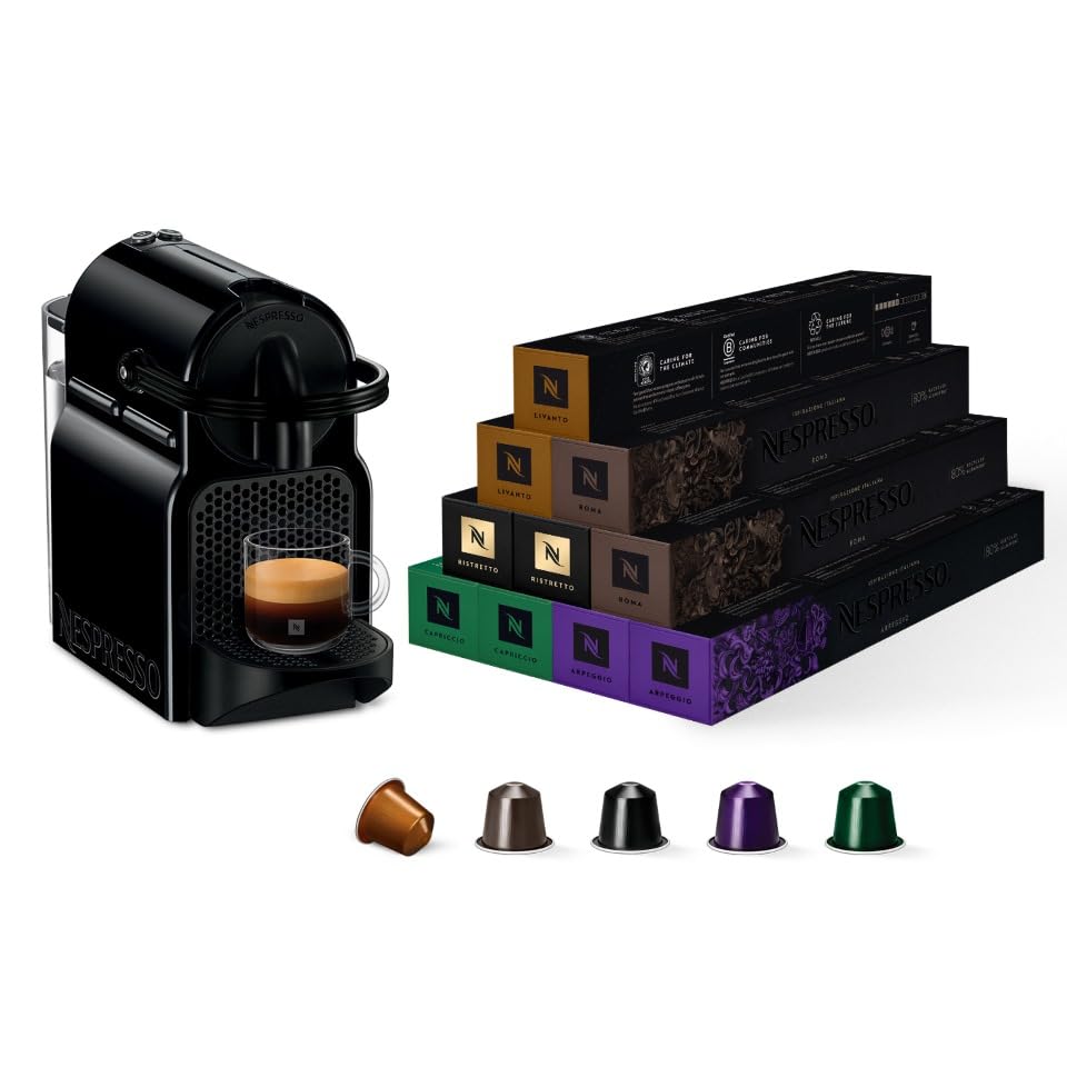 Machine à café Nespresso Inissia noire Delonghi - Bundle Top Sélection Ispirazione 100 capsules pour particuliers à la m