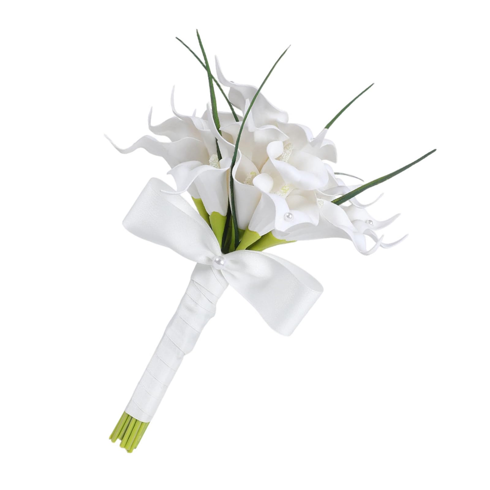 Calla Lily Bridal Hand Arrangement with Flexible Stem White Shade Wedding Accessories Artificial Silk Calla Lily Bouquet Silk Flower Accessories