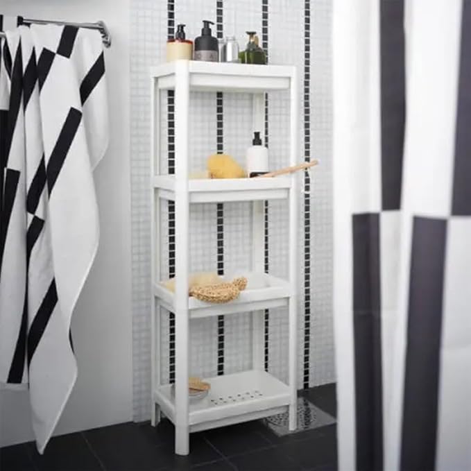 Estantería de baño de 4 niveles blanca miniatura 5