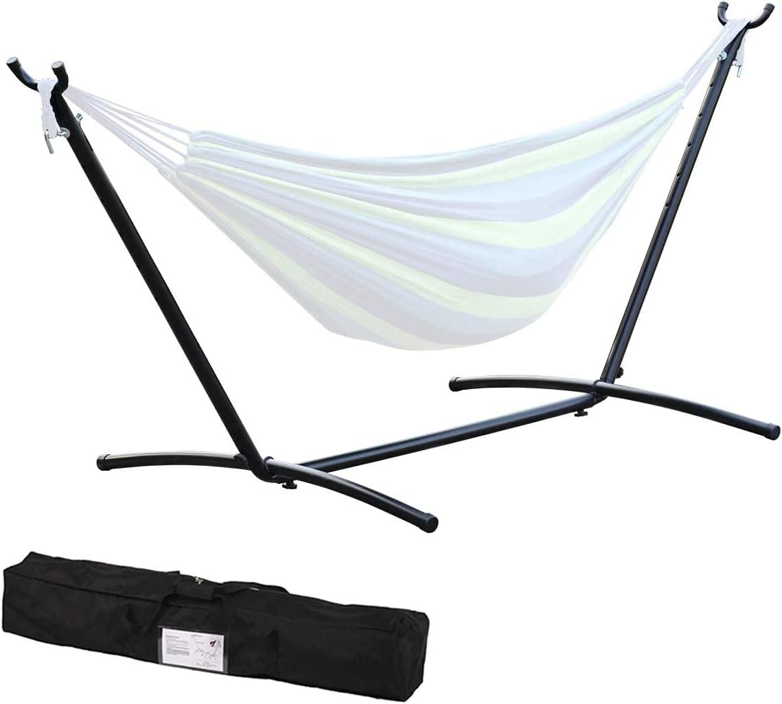 9Ft Portable Heavy-Duty Steel Hammock Stand w/Carrying Case, Weather-Resistant Finish for Indoor or Outdoor, Backyard Decor Bed Patio Lawn Garde, 300 Lb - (Assembles in Minutes Without Any Tools)