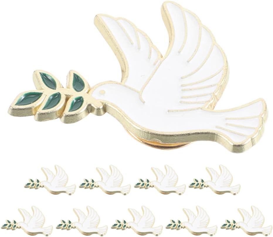 10pcs Brooch Pin: Retro Peace Dove Lapel Pin With Olive Branch For Festival Party - Metal Brooch For Clothing And Accessories