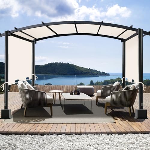 Image of 85 inchx 208 inch Universal Pergola Shade Cover, Garden Shade Replacement for 17x7.4 Ft Outdoor Pergola Structure, Patio Gazebo Canopy, Porch, Balcony Waterproof Top (Cover Only, Beige)
