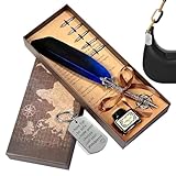 Tiajingzi Juego de soporte para plumas y tinta, de secado rápido con plumas de repuesto como llavero, elegante juego de escritura de tinta de plumas, para diario, dibujo, mujeres, hombres, cumpleaños