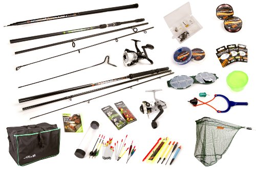 Matt Hayes Adventure Complete Fishing Set - 2 x Rod (Carp & Float) & 1 x Pole / 2 x Reel/Line/Net/End Tackle/Bait & Fishing Guide/Carry All Bag - Ideal Starter Introduction Kit [99-1514856]