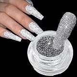 Sparkling Diamond Nail Art Glitter Power Silver Reflective Crystal Sequins Holographic Laser Super B
