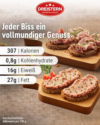 DREISTERN Leberwurst 160g I Mit Schweinefleisch & Gewürzen I Herzhafte Spezialität in recyclebarer Konservendose I Lange Haltbarkeit dank natürlicher Konservierung I Hausmacher Qualität