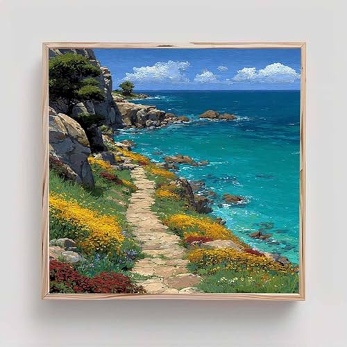 Mar Diamond Painting Adultos, Flor Cuadros de Diamantes, 5D Puzzle Diamantes Cuadros en Punto de Cruz Diamond Art Painting Kit, Hobby Ccreativi Adulti, Decoración Pared Hogar Regalo 100x100cm bd6-u38