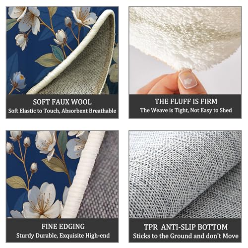 Tapis rond fleur de cerisier antidérapant et lavable en machine - 8
