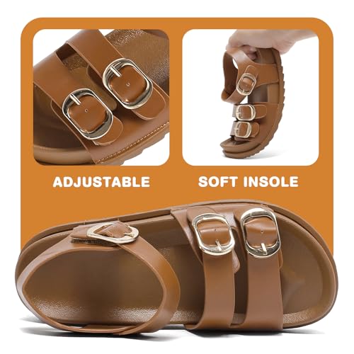 youermei Unisex Kids Sandals With Back Strap, Boys Adjustable Buckle Summer Slides Outdoor, Girls Non Slip On Beach Slippers, Toddler Eva Cloud Pillow Footbed Flat Shoes Indoor2
