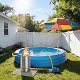 UISEBRT Calefacción de piscina con fuego – Estufa de leña de acero inoxidable con espiral de calefacción, bandeja para cenizas y estera de chimenea, para piscinas, conexiones de 32/38 mm