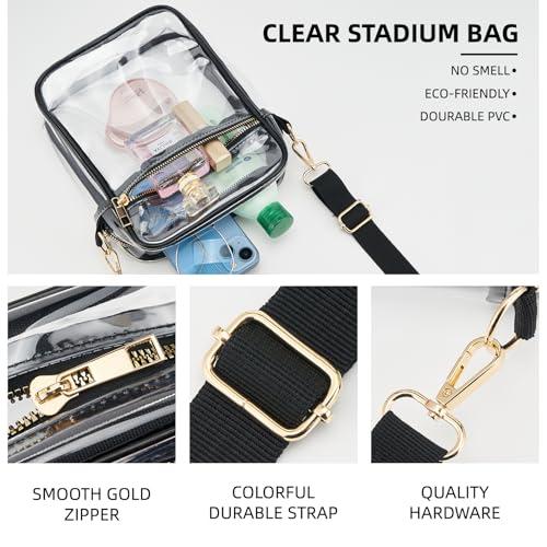 Image of Clear Crossbody Bag Stadium Approved,Adjustable Shoulder Strap Clear Crossbody Purse for Concerts,Sports Events