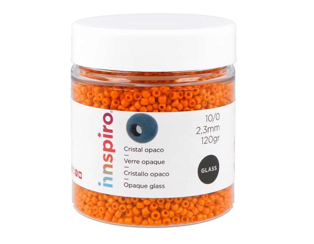 INNSPIRO Orange Opaque Round Glass Rock 2.3mm 10/0 120g