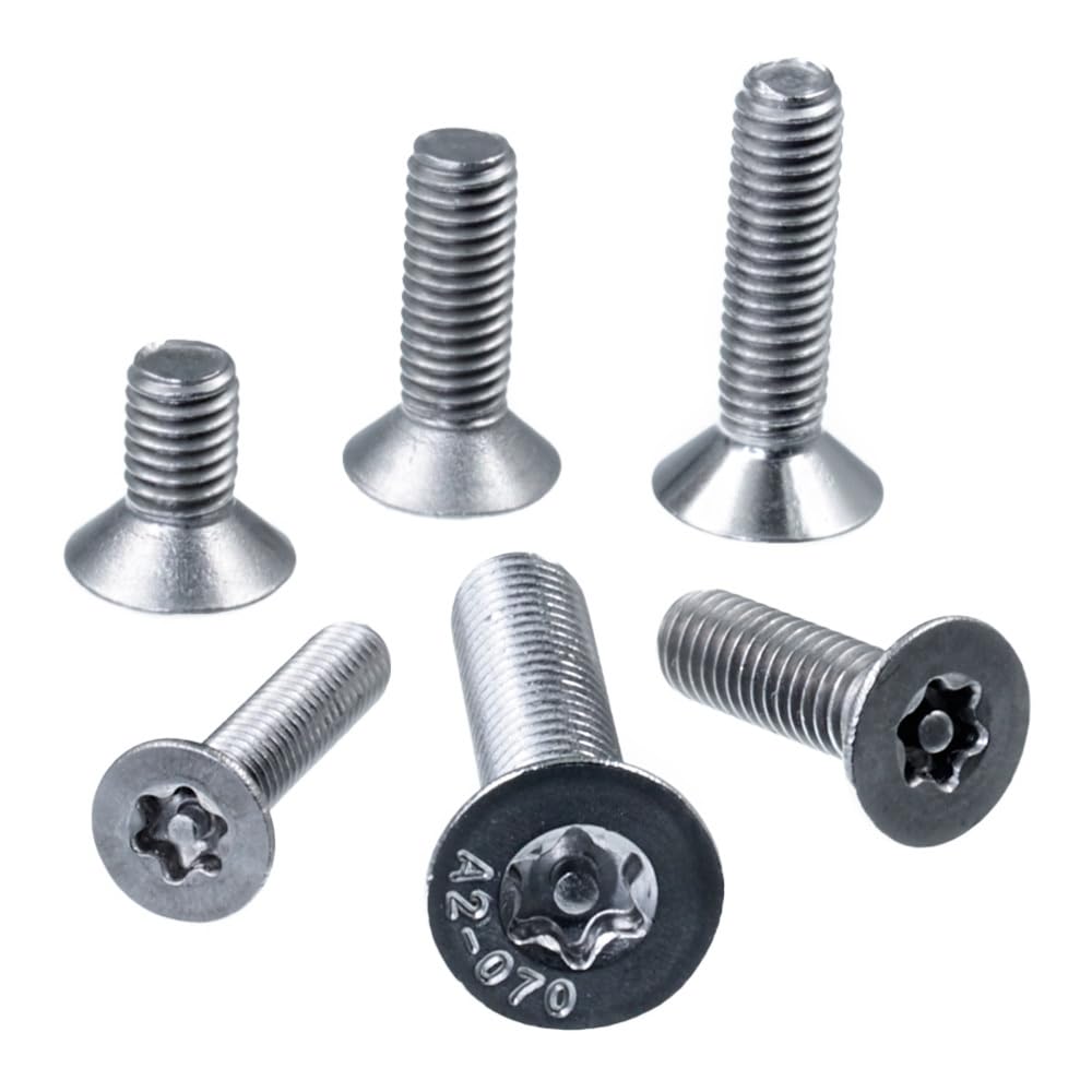 SECCARO Viti a testa svasata di sicurezza con pin M6 x 20 mm, in acciaio inox V2A VA A2, DIN 7991/ISO 10642, a esagono incassato (TX), filettatura completa, 20 pezzi