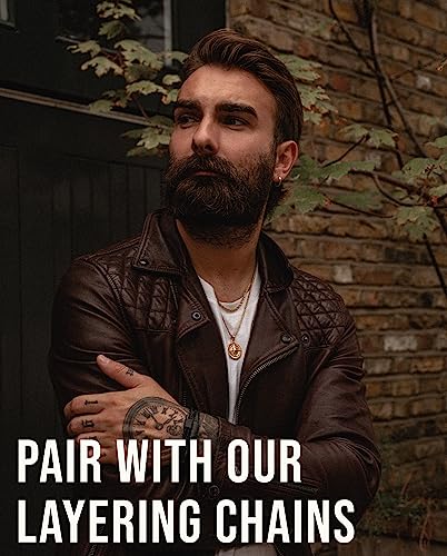 Forge & Foundry Men's Compass Pendant Necklace With 22" Box Chain Included [Polished 18K Gold Over Solid Stainless Steel | “Navigator” | Refined Hand-Crafted Jewelry, Designed By Jewelers #TOP3