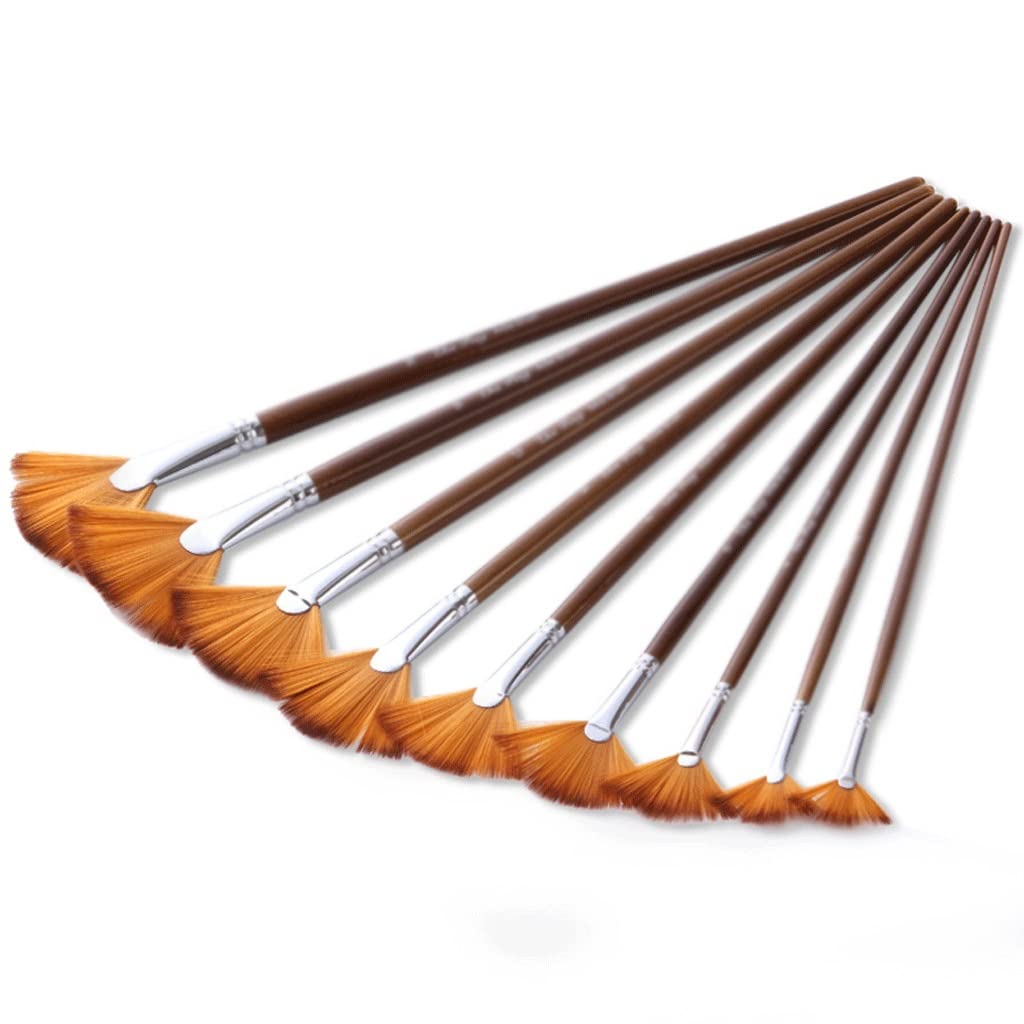 Lot de 9 pinceaux d'artiste en Nylon et Bois à Long Manche pour Peinture à l'huile, à l'aquarelle et à l'acrylique