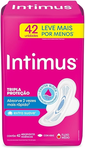 Intimus Absorvente Externo Tripla Proteção Cobertura Suave Com Abas - 42 un