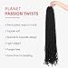 LADY MIRANDA Passion Twist Hair 24 Inch Passion Twist Crochet Hair Natural Synthetic 6 Packs Passion Twist Hair Soft Pre Looped Passion Twsit Hair Extensions for Black Women (24 Inch, 1B, 6 Packs)