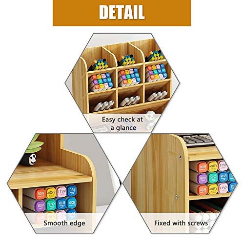 Organizador de mesa de madeira Suporte para caneta de mesa multifuncional Caixa de armazenamento Org