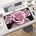 Glitter Pink Rose Desk Mat Non-Slip Laptop Writing Pad Large Keyboard Mousepad with Rubber Base 23.6