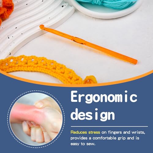 Image of QMNNMA 6 mm Crochet Hook, Ergonomic Crochet Hooks, Crochet Needles | Ergonomic Crochet Hooks for Arthritic Hands, Colorful Transparent Crochet Hook for Beginners and Crocheting Yarn