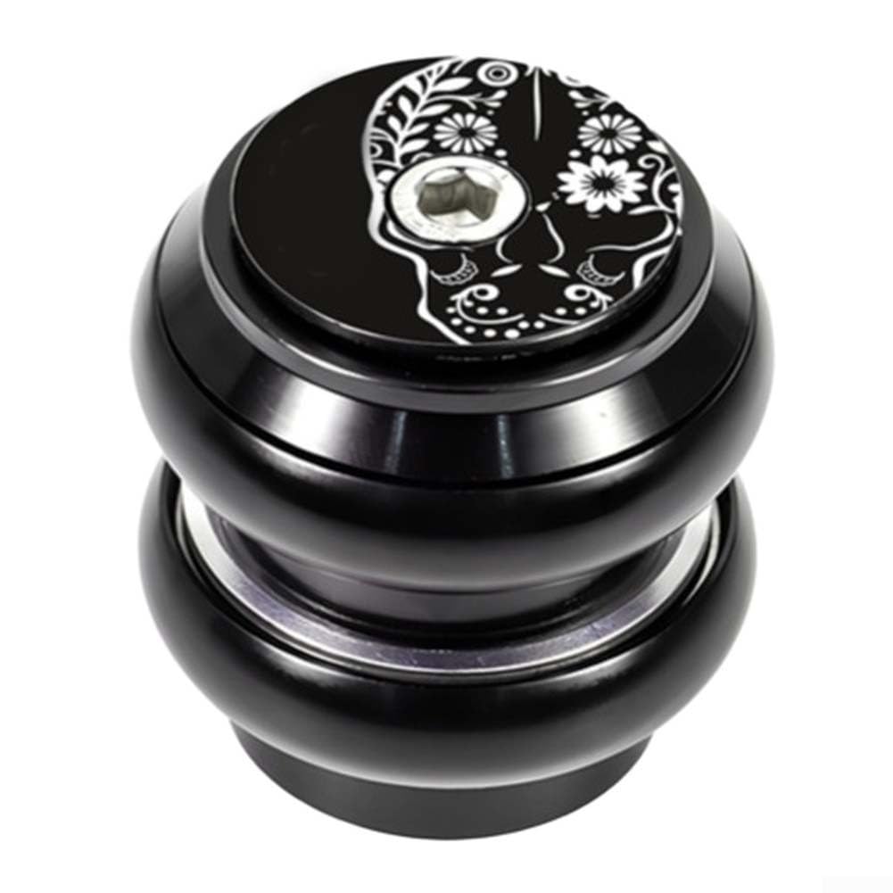 Aluminium Alloy Bicycle Headset with Double Cartridge Bearings for Mountain and Road Bikes, Tapered Fork Cover Set, External Cup Assembly Upgrade Part - Black(34-34mm)