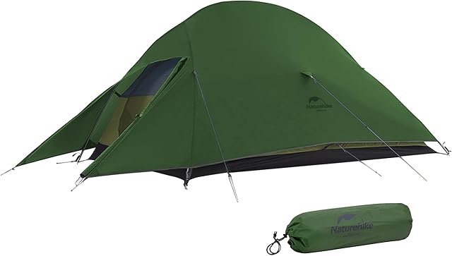 Naturehike Cloud Up 2 Namiot kempingowy 3-4 sezony dla 2 osób, lekki namiot z plecakiem, wodoodporny, odporny na owady namiot rodzinny na zewnątrz, wędrówki, alpinizm (20D Leśna zieleń Ulepszony)